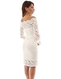 mamilove Mujer Elegante 3 4 Manga Apagado Hombro Vestido de encaje bodycon fiesta de cóctel vestidos de boda