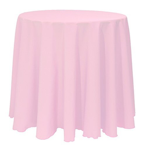 ULTIMATE TEXTILE -2 Pack- 120-Inch Round Polyester Linen Tablecloth, Light Pink - Thumbnail 5