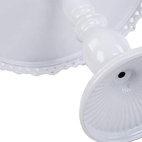 Set of 3 Cake Stand Metal Cupcake Holder with Pendants and Beads for Wedding Baby Shower Birthday Party Cake Dessert Candy Bar Display White