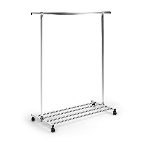 HYNAWIN Heavy Duty Clothing Garment Rack with Shelf Stainless Steel Rolling Clothes Organizer Rack on Wheels