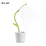 Desk Lamp MECO Working Light USB Rechargeable Desk Light Eye-care studying lamp Flexible Neck 3-Level Dimmer LED reading lamp with Touch-Sensitive Switch and Decor Plant Pencil Holder(Green)