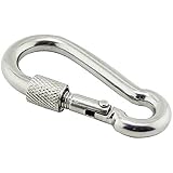 ANSIEDIO 1pcs M12 Screwgate Carabiner, Snap Hook Carabiner Clip with Safety Nut for Outdoor, Camping, Hiking, Traveling, Fishing, Backpack
