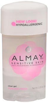 Almay Sensitive Skin Anti-Perspirant & Deodorant Clear Gel Powder Fresh - 2.25 oz, Pack of 6