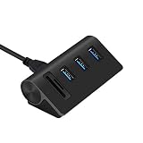 Cateck USB 3.0 HUB, Bus-Powered USB 3.0 3-Port Aluminum Hub with 2-Slots Card Reader Combo for iMac, MacBook Air, MacBook Pro, MacBook, Mac Mini, PCs and Laptops, Black
