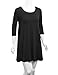 LL WDR930 Womens Round Neck 3/4 Sleeves Trapeze Dress with Pockets L BLACK
