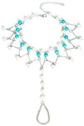 DEDEGUII New Unique Bohemia Barefoot chain Charm Tassel Chain Turquoise Beads Sandal Anklet