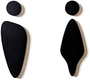 3DP EMBOSSED, Adhesive Figures | Signs WC [E] | Man and Woman - Bathroom Restroom Toilet Set wall decal symbols (Black)