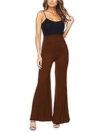 COCOCOLEGGINGS Pantalones de punto acanalado de cintura alta para dama