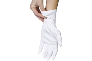 ANSMIO 2 Pairs Cotton Gloves, White Gloves for Dry Hands, Cotton Gloves for Sleeping, Moisturizing Night Gloves, White Gloves 100% Cotton, Size M (2 Pairs)