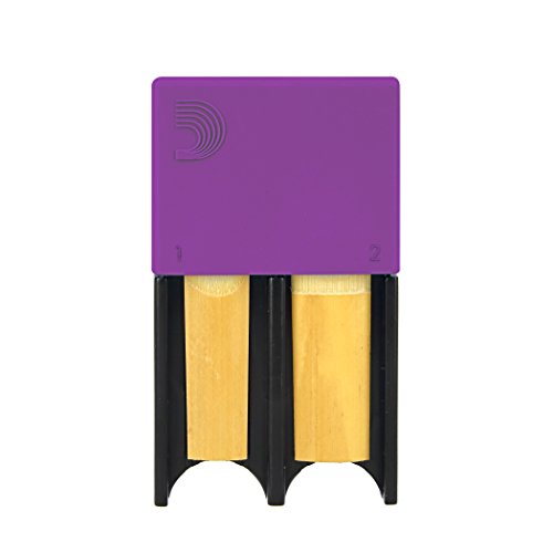 D'Addario Reed Guard - Sax & Clarinet Reed Case - Fits Reeds for Eb Clarinet, Bb Clarinet, Soprano Saxophone, & Alto Saxophone - Holds 4 Reeds - Prevents Warping - Purple