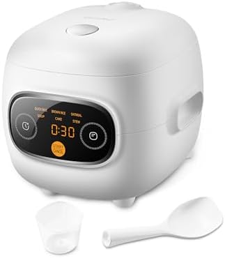 COMFEE' Mini Rice Cooker 4 Cups Cooked/2 Cups Uncooked, Portable Non-Stick rice maker, 24 hours Timer Delay, 6 Functions, Fast Cooker, Brown Rice, Oatmeal, White