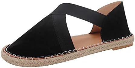 Flat Sandals for Women ❤ Voberry® Romano Classic Straw Slippers 2019 New Summer Ankle Wrap Wide Fit Beach Shoes Size 4-8