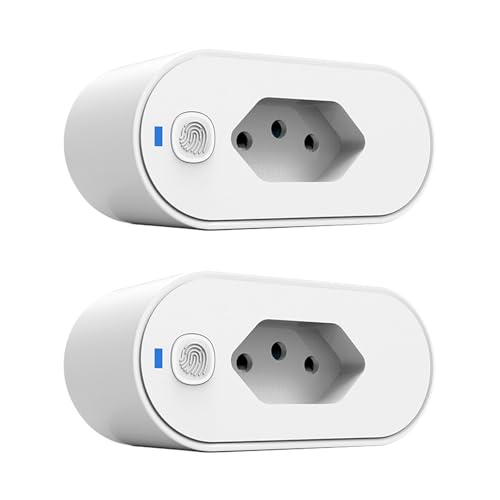 Kit de 2 Tomada Inteligente, Smart Plug Wi-Fi 16A, Casa Inteligente, Ligue ou Desligue seus Eletrodomésticos Através do Celular, com Medidor de Consumo, Compatível com Alexa e Google Assistente