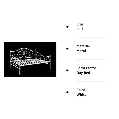 DHP Victoria Daybed, Full Size Metal Frame, Multifunctional Furniture, White Pricepulse
