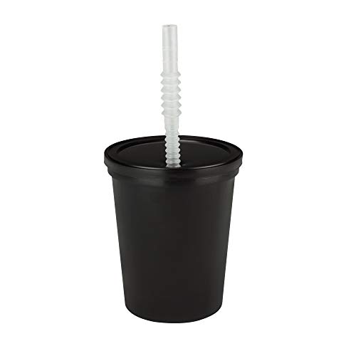 Plastic Stadium Cups with Lid and Straw, 10 pack, 16 oz. Silly Straws