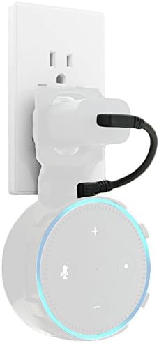 floor88 The Dot Spot by Dot Genie: The Original Outlet Wall Mount Hanger for Amazon Echo Dot - Designed in USA - No Drilling Screwless Full Protection Easy Mount Home Accessories (White)