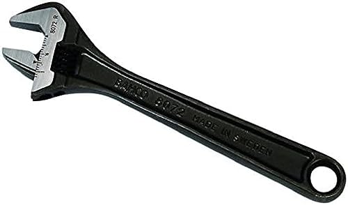 Bahco 8073 IP Black-Finished Adjustable Wrench in Industrial Pack, Grey, 12-Inch, 34 mm