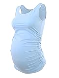 Liu & Qu Maternity Basic Tank Top Mama Clothes Neck Sleeveless Tops Women's Solid Side Ruching Vest (L, Sky Blue)