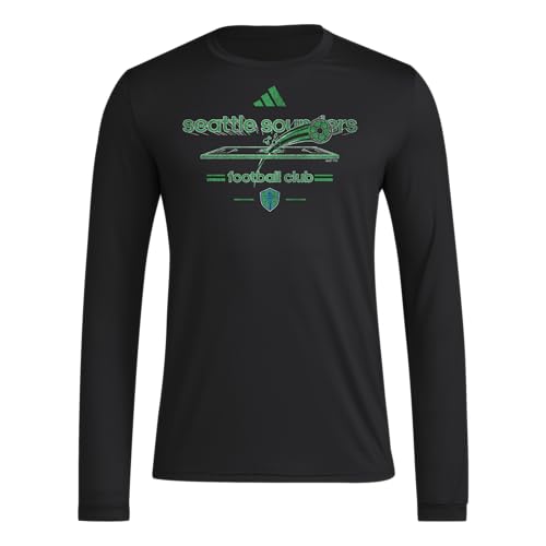 adidas Mens Seattle Sounders Pre-Game Long Sleeve Soccer T-Shirt,Black/Seattle…