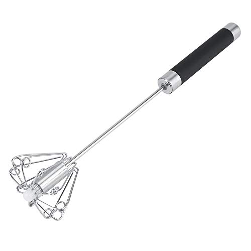 Rotatable Stainless Steel Kitchen Mixer Balloon Egg Beater Whisk for Whipping Manual Milk Cream Whisk Stirring Egg Tools