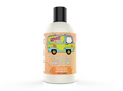 Groovy Pets White Dog Shampoo and Conditioner. Whitening Shampoo for dogs. Honey & Milk Skin and Coat Formula. Fur Brightening Soap Free Pet Shampoos for Dry and Sensitive Skin. All Natural 17oz