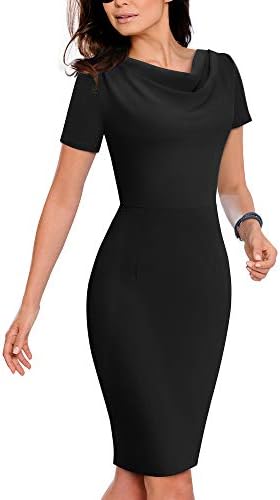 VELJIE Womens Cowl Neck Printed Wear to Work Party Dresses