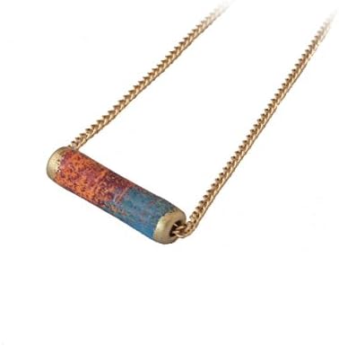 Modern Bar Necklace in Turquoise/Orange for Women on Gold Plated, Jewelry Gifts for Her