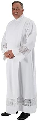 Augustinian CollectionPolyester Latin Cross and IHS Lace Front Wrap Alb