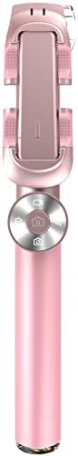 Leather selfie Stick, professional Self-Portrait Extendable Monopod for iOS &amp; Android Phone Bundle with Tripod Stand &amp; Bluetooth Remote Shutter (Rose Gold)
