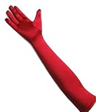 Tapp C. Classic Adult Size 22" Long Opera Length Satin Gloves - Red