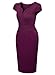 Miusol Women's Classicial V Neck Retro Business Bodycon Pencil Dress,Purple,Medium