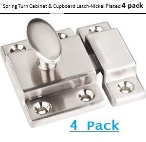 Spring Turn Cabinet & Cupboard Latch-Nickel Plated (4 PACK , Nickel)