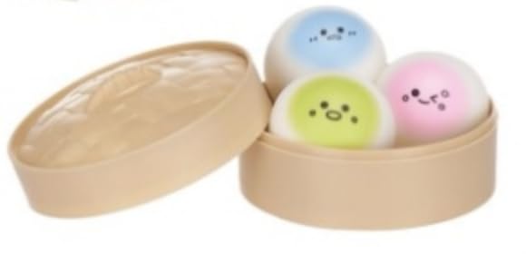 3 x Mini Bao Buns Dumpling, Kawaii Squeeze Toys | Assorted Colors | Stress Relief Squishy Collection