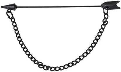 Kimnny ブローチメンズアローロングチェーンタキシードラペルピンブローチブートニアスーツコサージュブラック 在庫一掃