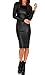 KUFV Women's Pu Leather Long Sleeve Bodycon Pencil Party Bandage Dress