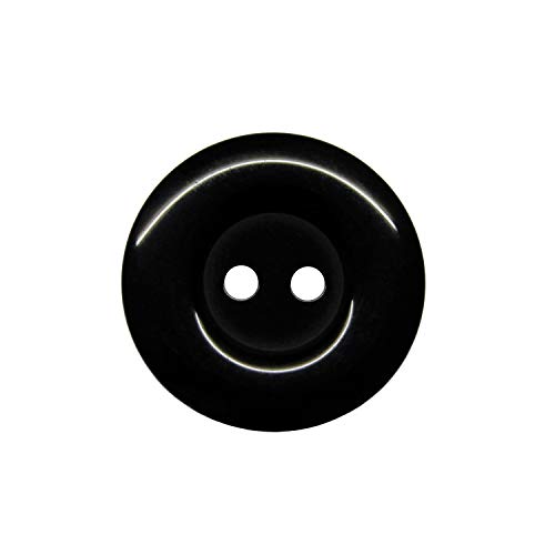 ButtonMode Uniform and Workwear Buttons with 2 Holes Includes 22 Buttons Measuring 19mm (3/4 Inch) Ideal for Manufacturing, Factory, Food Service, Facility and Automotive Uniforms, Black, 22-Buttons