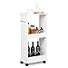 Yaheetech Wooden Slimline Rolling Cart Bathroom Kitchen Organizer Narrow Storage Cart Rack with 2 Shelves and Wheels Space Saver