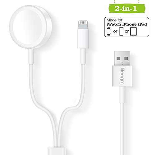 2019 lifeegrn Compatible Apple Watch Charger, 2 in 1 iwatch phone Charger 3.9ft/1.2m Cable Compatible with Apple Watch Series 4/3/2/1/iPhoneXR/XS/XSMax/X/8/8Plus/7/7Plus/6/6Plus/iPad4/Air/Mini/airpods - Thumbnail 7
