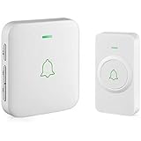 Wireless Door Bell, AVANTEK CW-11 Mini Waterpoof Doorbell Chime Operating at 1000 Feet with 52 Melodies, 5 Volume Levels &amp; LED Flash