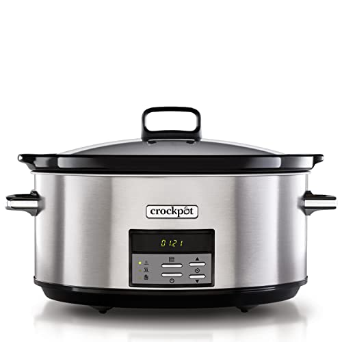 Crock-Pot Mijoteuse Numérique Avec Cocotte Compatible Four | 7,5 L (10 Personnes Ou Plus) | Compatible Lave-Vaisselle | Acier Inoxydable [Csc063X]