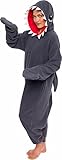 Silver Lilly Unisex Adult Pajamas - Plush One Piece Cosplay Shark Animal Costume