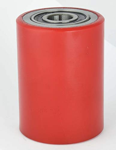 Pallet Jack/Truck Load Wheels Set (2 pcs) 3" x 3.75" with Bearings ID 20mm Poly Tread Red