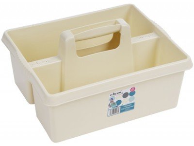 Wham Large Plastic Kitchen Cleaning Carry Tray Caddy Tidy Tote Organiser with Handle - Cream