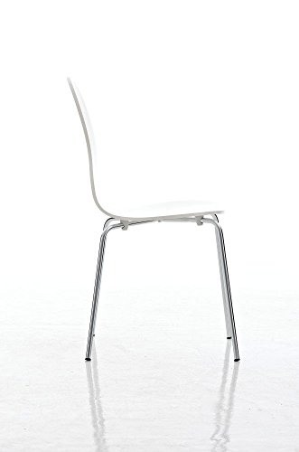 CLP-Set-4-Sedie-Impilabili-Diego-in-Legno-Robusto-Sedia-Attesa-Telaio-in-Metallo-Sedia-Ergonomica-Facile-da-Pulire-Sedia-Conferenza-Design-Classico-per-Riunioni-o-Sale-Bianco