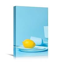Canvas Wall Art Plate of Lemon Chic Citrus Colorful Fruit Kitchen Multicolor Photography - 12x18 inches