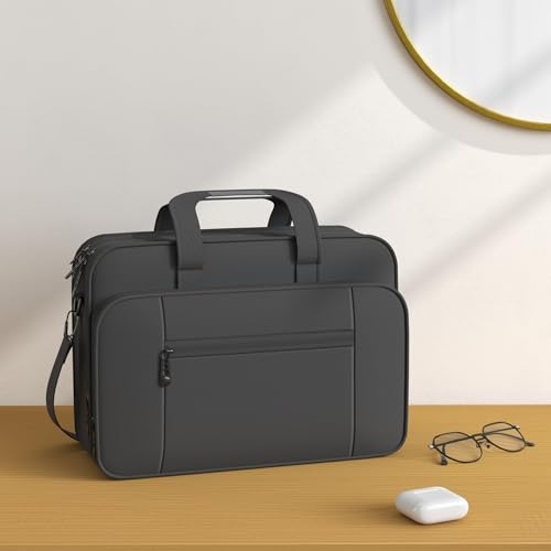 17 Inch Laptop Bag, Large Work Briefcase for Men Women Waterproof Shoulder Bag Shoulder Bag, Expandable Multifunction Computer Bag for Laptop Tablet Notebook, Black