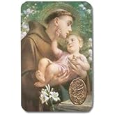 SHERMAN St. Anthony Laminated Catholic Prayer Holy Card with Medal and Prayer on Back