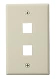 Leviton 41080-2TL QuickPort Wallplate For Large Connectors, Single Gang, 2-Port, Light Almond