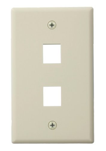 Leviton 41080-2TL QuickPort Wallplate For Large Connectors, Single Gang, 2-Port, Light Almond