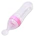 3 Ounce Feeding Bottle, Homure Silicone Squeeze Baby Food Dispensing Spoon for Infant Newborn Toddler Food Supplement, Pink